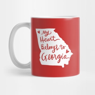 My Heart Belongs To Georgia: State Pride Calligraphy Mug